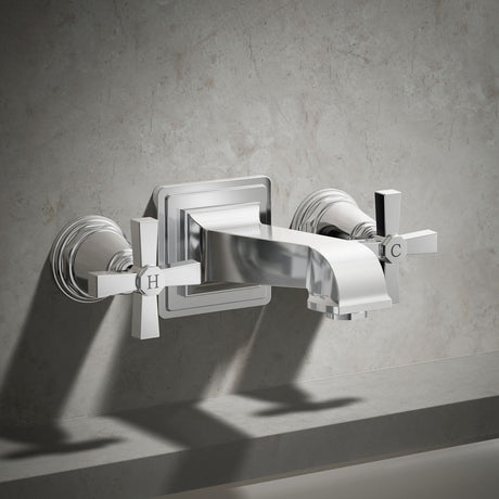 Pinstripe® Pure Deck-mount bath faucet handle trim with Cross design