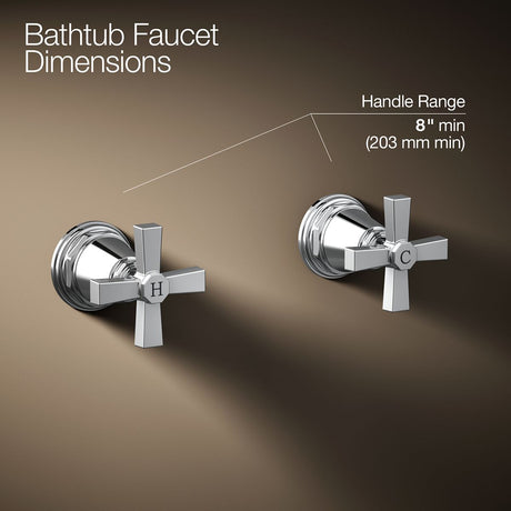 Pinstripe® Pure Deck-mount bath faucet handle trim with Cross design