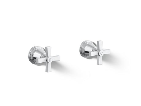 Pinstripe® Pure Deck-mount bath faucet handle trim with Cross design