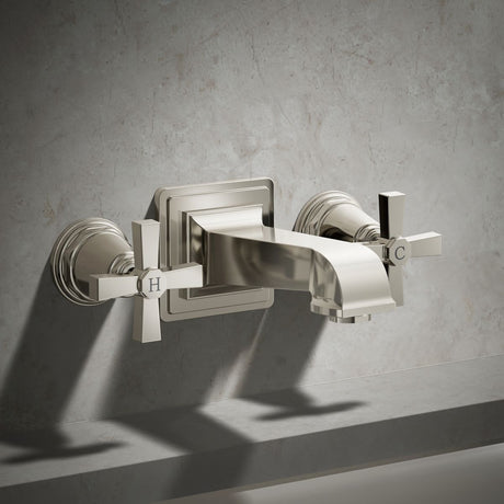 Pinstripe® Pure Deck-mount bath faucet handle trim with Cross design
