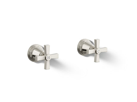 Pinstripe® Pure Deck-mount bath faucet handle trim with Cross design