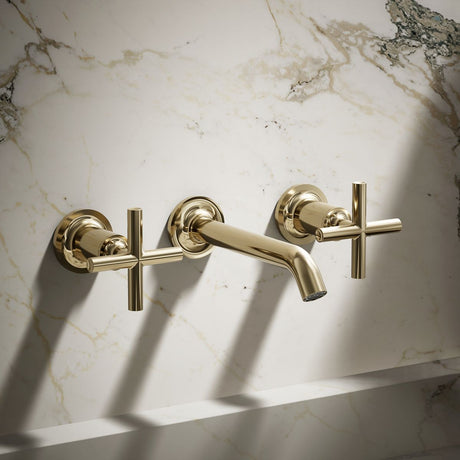 Purist® Wall-mount bathroom sink faucet trim with Cross handles, 1.2 gpm