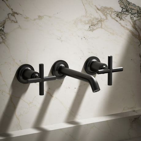 Purist® Wall-mount bathroom sink faucet trim with Cross handles, 1.2 gpm