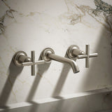 Purist® Wall-mount bathroom sink faucet trim with Cross handles, 1.2 gpm