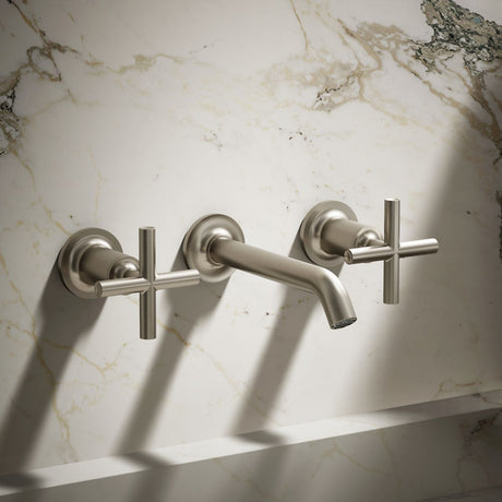 Purist® Wall-mount bathroom sink faucet trim with Cross handles, 1.2 gpm