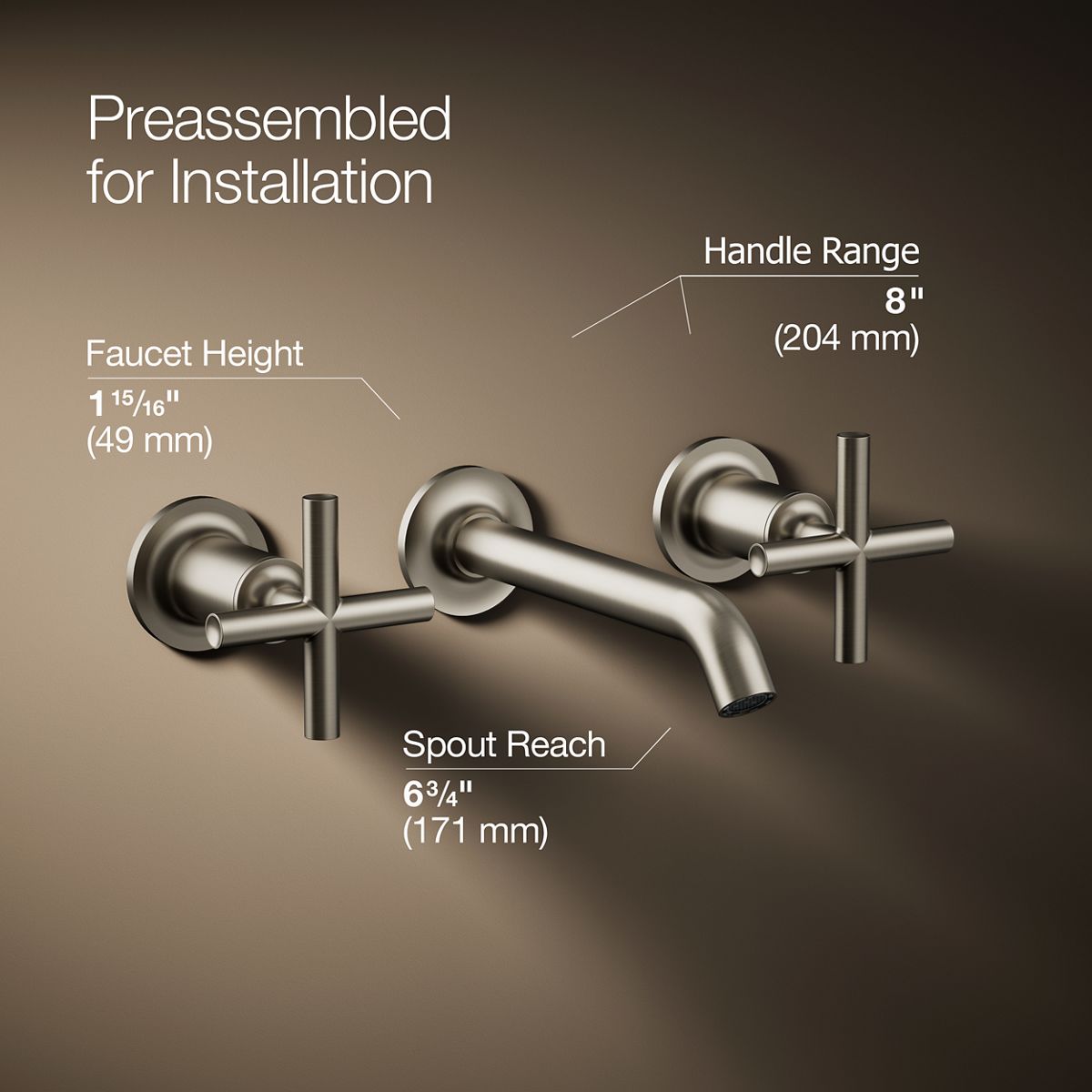 Purist® Wall-mount bathroom sink faucet trim with Cross handles, 1.2 gpm