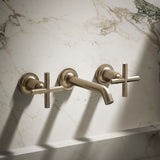Purist® Wall-mount bathroom sink faucet trim with Cross handles, 1.2 gpm