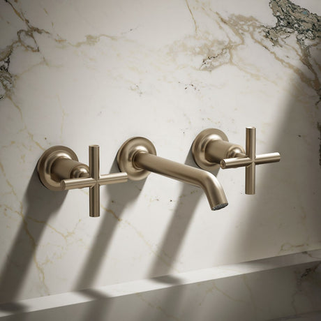 Purist® Wall-mount bathroom sink faucet trim with Cross handles, 1.2 gpm