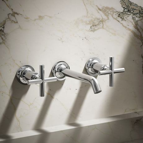 Purist® Wall-mount bathroom sink faucet trim with Cross handles, 1.2 gpm