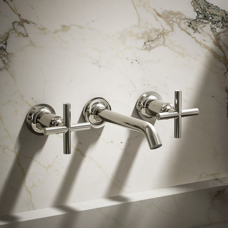 Purist® Wall-mount bathroom sink faucet trim with Cross handles, 1.2 gpm