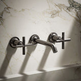 Purist® Wall-mount bathroom sink faucet trim with Cross handles, 1.2 gpm