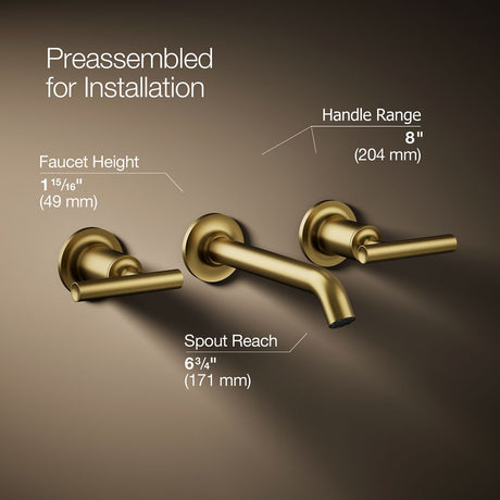 Purist® Wall-mount bathroom sink faucet trim with Lever handles, 1.2 gpm