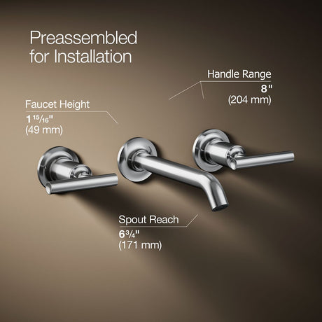 Purist® Wall-mount bathroom sink faucet trim with Lever handles, 1.2 gpm