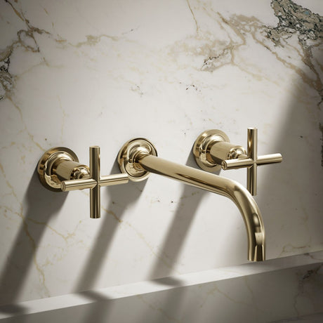 Purist® Wall-mount bathroom sink faucet trim with Cross handles, 1.2 gpm