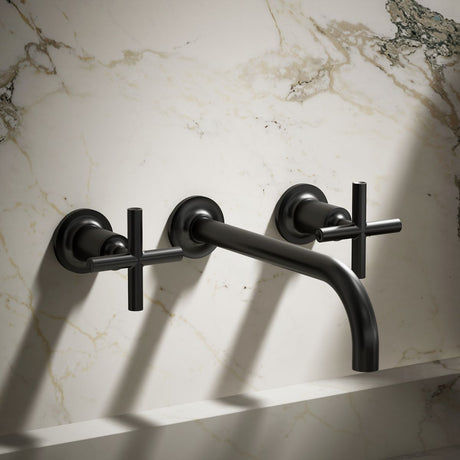 Purist® Wall-mount bathroom sink faucet trim with Cross handles, 1.2 gpm