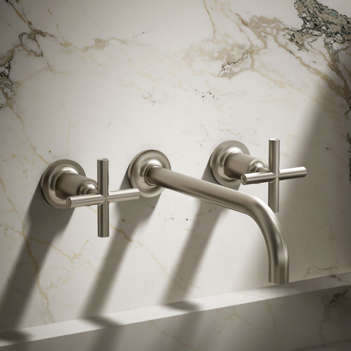 Purist® Wall-mount bathroom sink faucet trim with Cross handles, 1.2 gpm