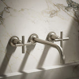 Purist® Wall-mount bathroom sink faucet trim with Cross handles, 1.2 gpm