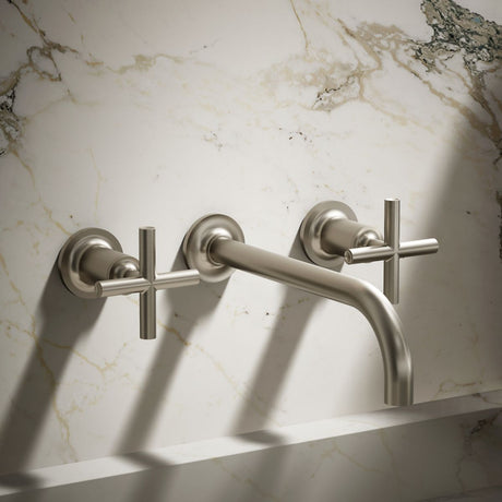 Purist® Wall-mount bathroom sink faucet trim with Cross handles, 1.2 gpm