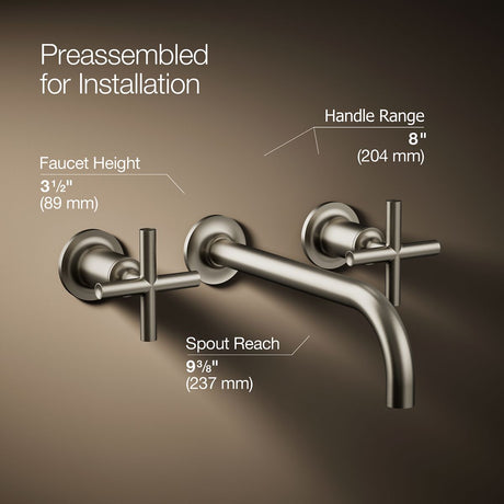 Purist® Wall-mount bathroom sink faucet trim with Cross handles, 1.2 gpm