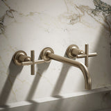 Purist® Wall-mount bathroom sink faucet trim with Cross handles, 1.2 gpm
