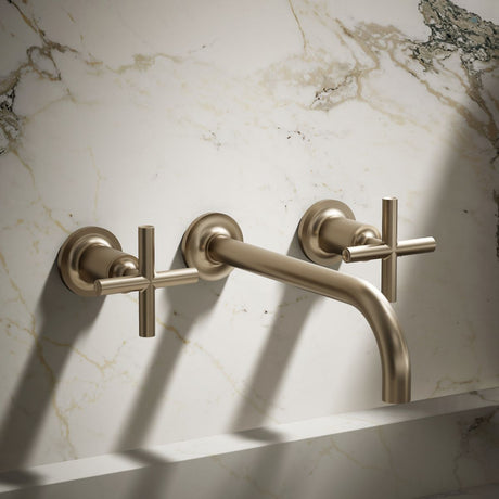 Purist® Wall-mount bathroom sink faucet trim with Cross handles, 1.2 gpm