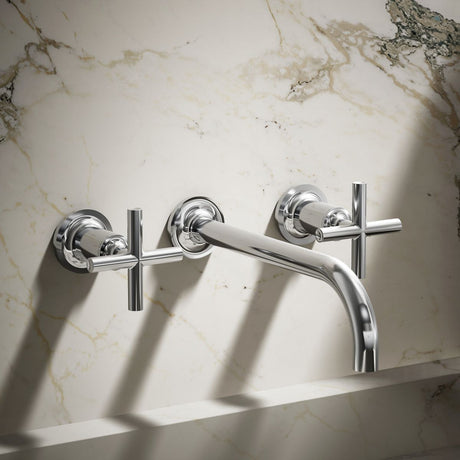 Purist® Wall-mount bathroom sink faucet trim with Cross handles, 1.2 gpm