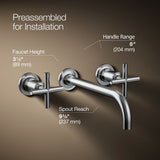 Purist® Wall-mount bathroom sink faucet trim with Cross handles, 1.2 gpm