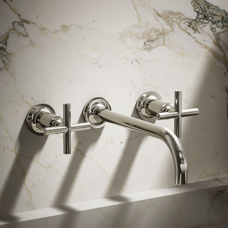 Purist® Wall-mount bathroom sink faucet trim with Cross handles, 1.2 gpm