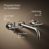 Purist® Wall-mount bathroom sink faucet trim with Cross handles, 1.2 gpm