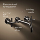 Purist® Wall-mount bathroom sink faucet trim with Cross handles, 1.2 gpm