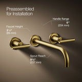 Purist® Wall-mount bathroom sink faucet trim with Lever handles, 1.2 gpm