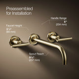 Purist® Wall-mount bathroom sink faucet trim with Lever handles, 1.2 gpm