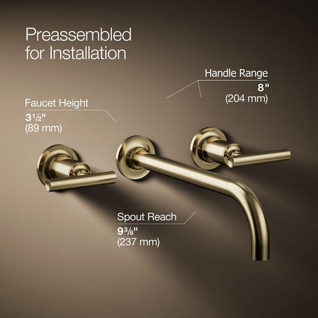 Purist® Wall-mount bathroom sink faucet trim with Lever handles, 1.2 gpm