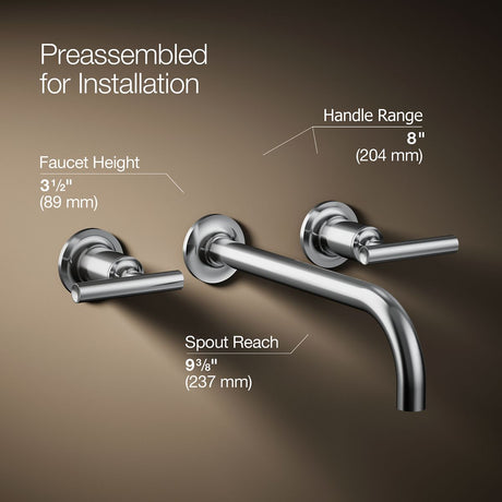 Purist® Wall-mount bathroom sink faucet trim with Lever handles, 1.2 gpm