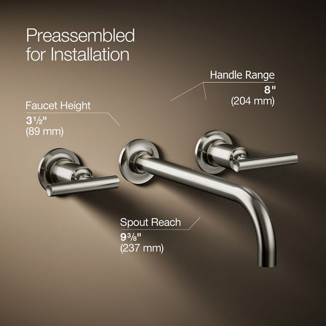 Purist® Wall-mount bathroom sink faucet trim with Lever handles, 1.2 gpm