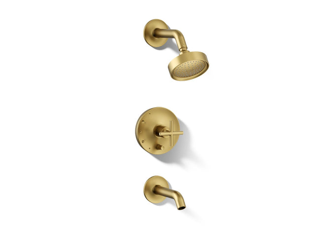 Purist® Rite-Temp® bath and shower trim kit with push-button diverter and cross handle, 2.5 gpm
