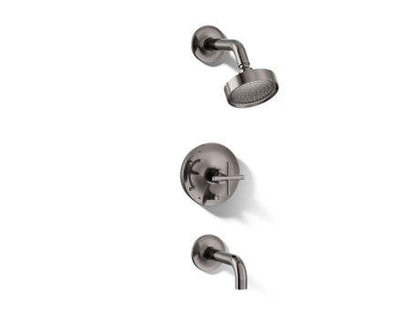 Purist® Rite-Temp® bath and shower trim kit with push-button diverter and cross handle, 2.5 gpm