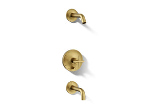 Purist® Rite-Temp® bath and shower trim kit with push-button diverter and cross handle, without showerhead