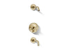 Purist® Rite-Temp® bath and shower trim kit with push-button diverter and cross handle, without showerhead
