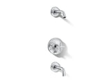 Purist® Rite-Temp® bath and shower trim kit with push-button diverter and cross handle, without showerhead