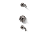 Purist® Rite-Temp® bath and shower trim kit with push-button diverter and cross handle, without showerhead
