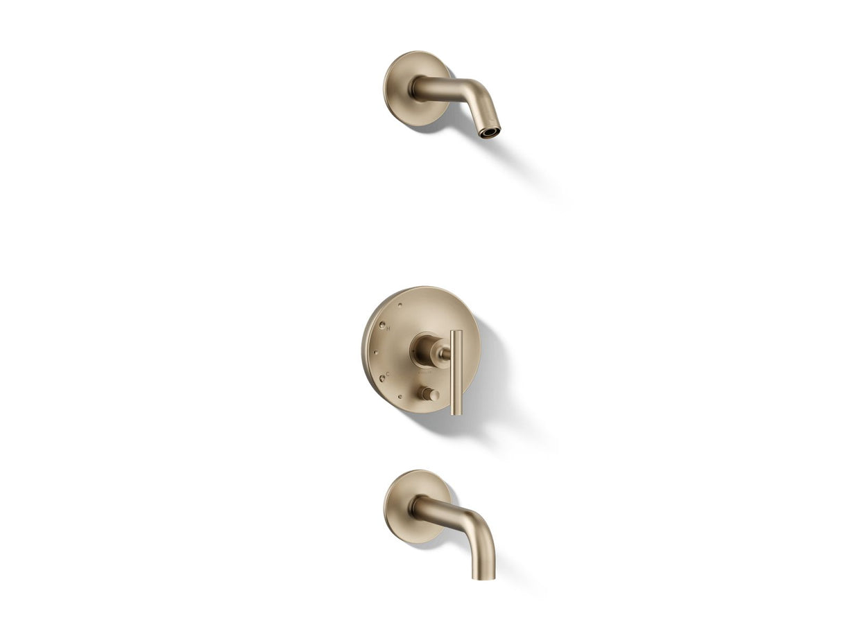 Purist® Rite-Temp® bath and shower trim kit with push-button diverter and lever handle, without showerhead