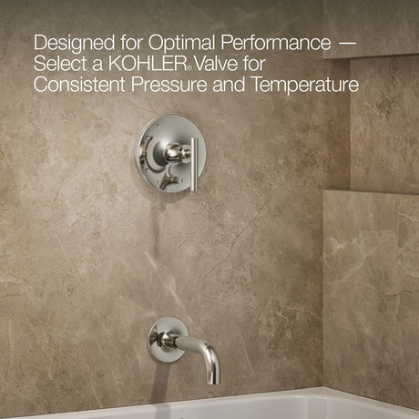 Purist® Rite-Temp® bath and shower trim kit with push-button diverter and lever handle, without showerhead