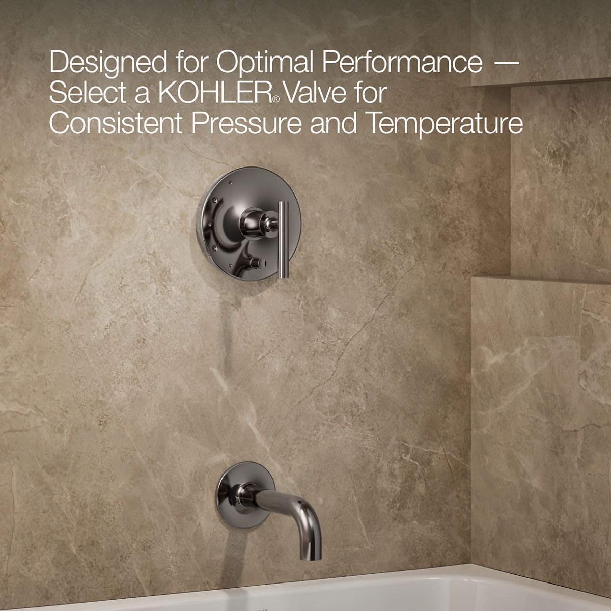 Purist® Rite-Temp® bath and shower trim kit with push-button diverter and lever handle, without showerhead