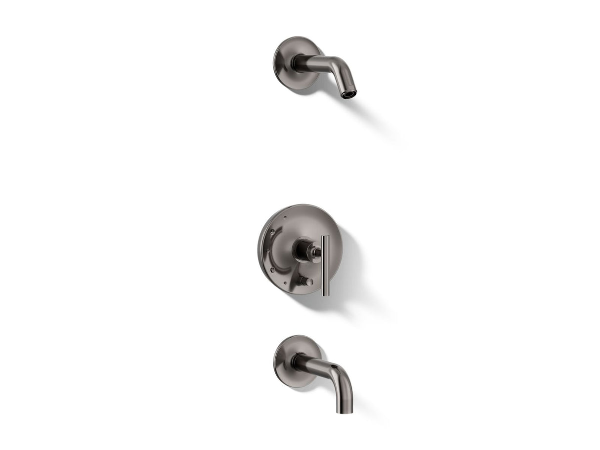 Purist® Rite-Temp® bath and shower trim kit with push-button diverter and lever handle, without showerhead
