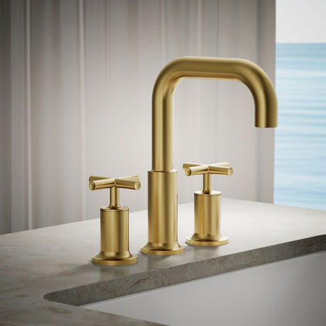 Purist® Deck-mount bath faucet trim with Cross handles
