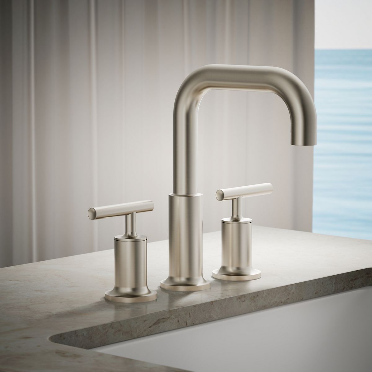 Purist® Deck-mount bath faucet trim with Lever handles