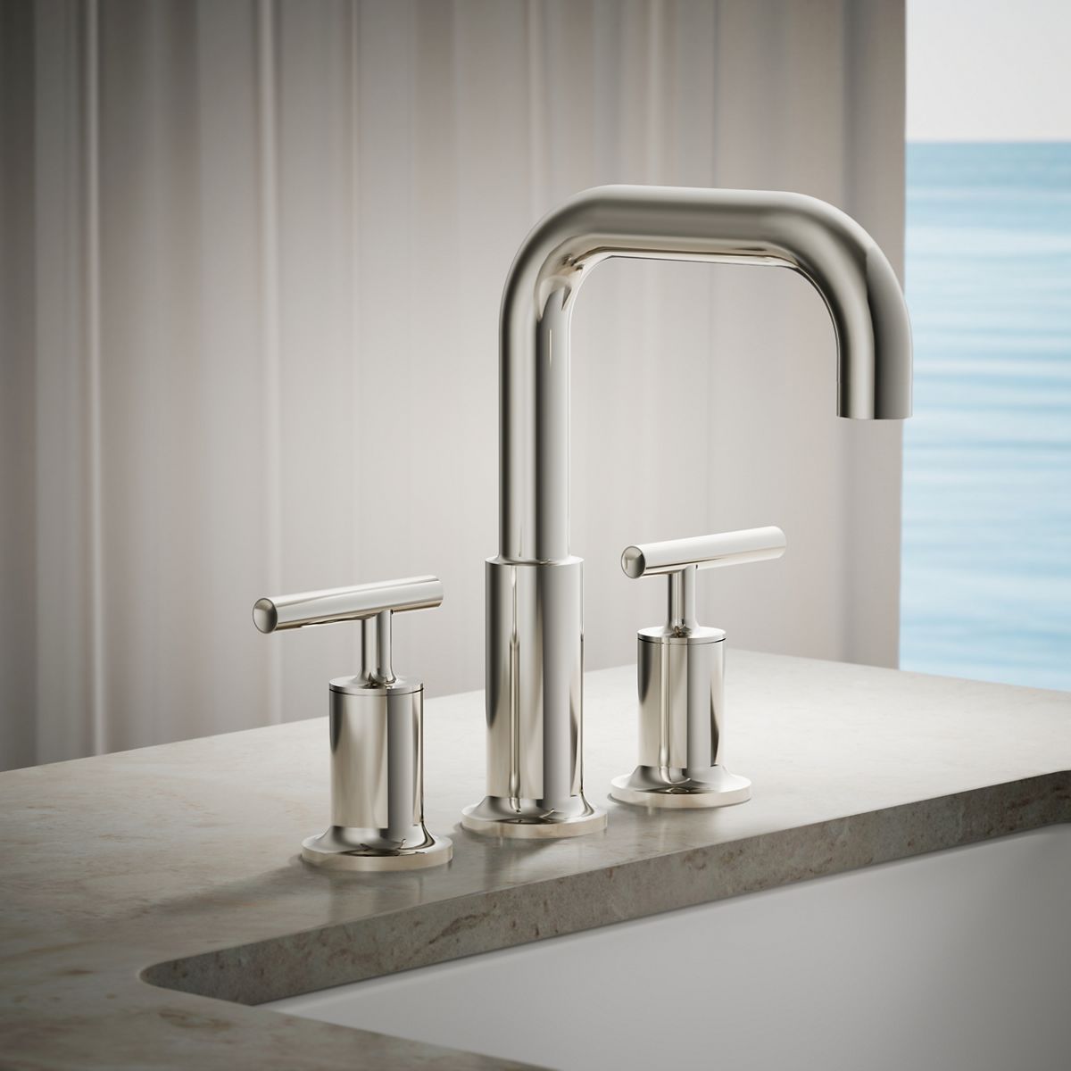 Purist® Deck-mount bath faucet trim with Lever handles