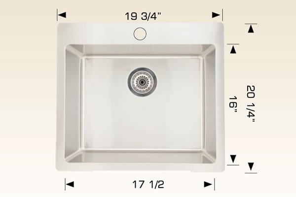 Kitchen Drop In Sink 19 3/4" X 20 1/4" X 8" Bosco Builder Series #T208023