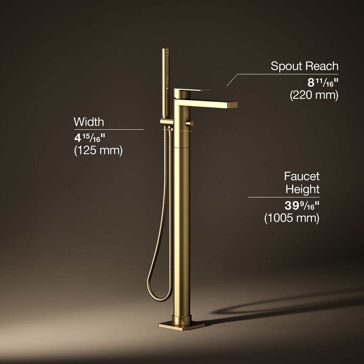 Parallel® Floor-mount bath filler trim with handshower